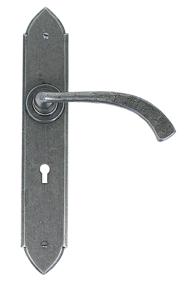 pewter gothic curved sprung lever lock set