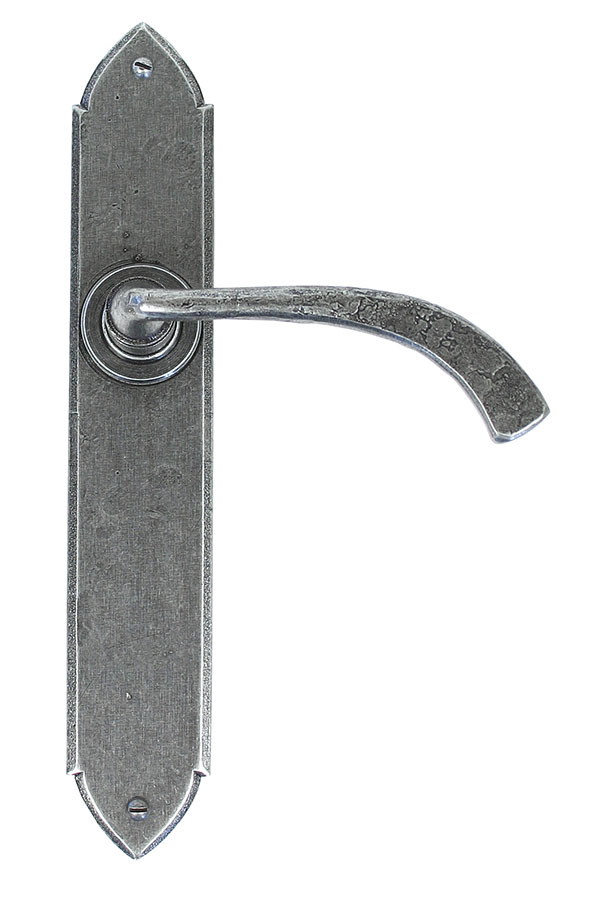 pewter gothic curved sprung lever latch set