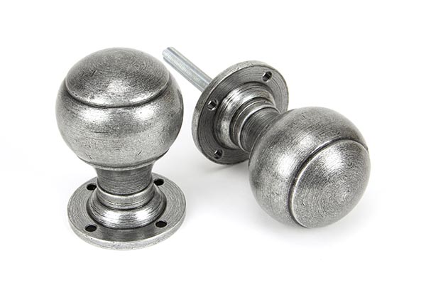 pewter regency mortice/rim knob set