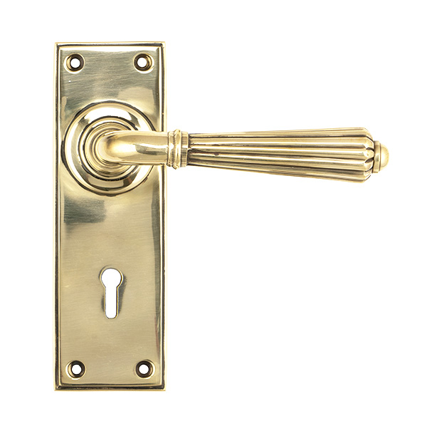 aged brass hinton lever lock set