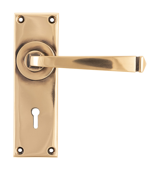 polished bronze avon lever lock set