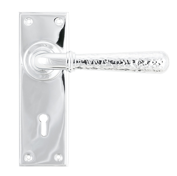 polished chrome hammered newbury lever lock set
