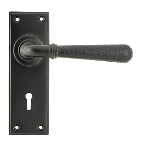 aged bronze hammered newbury lever lock set