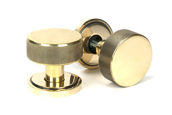 aged brass brompton mortice/rim knob set (art deco)