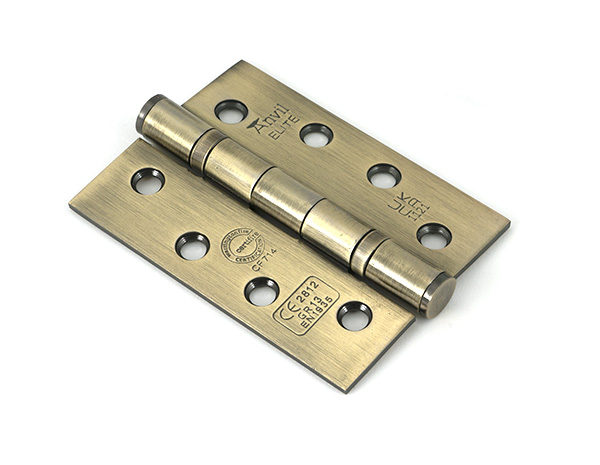aged brass 4" ball bearing butt hinge (pair) ss