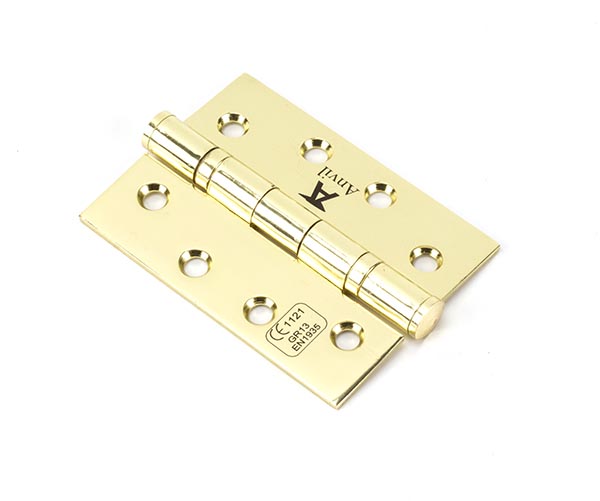 polished brass 4" ball bearing butt hinge (pair) ss
