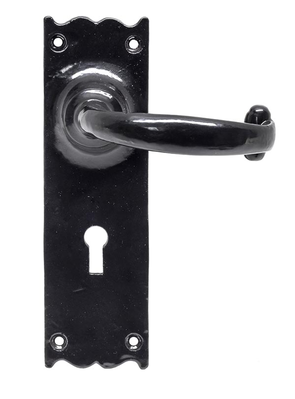 black cottage lever lock set