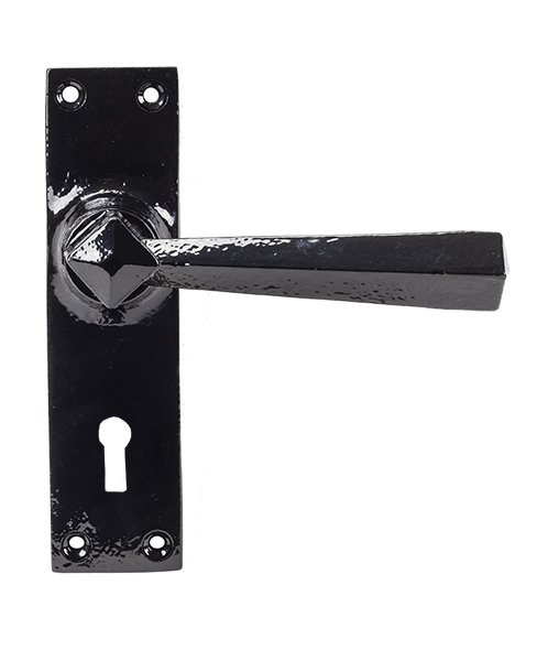 black straight lever lock set