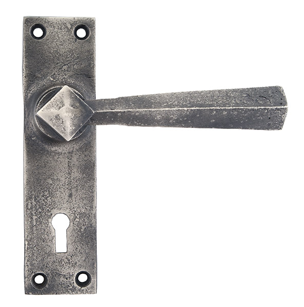 antique pewter straight lever lock set