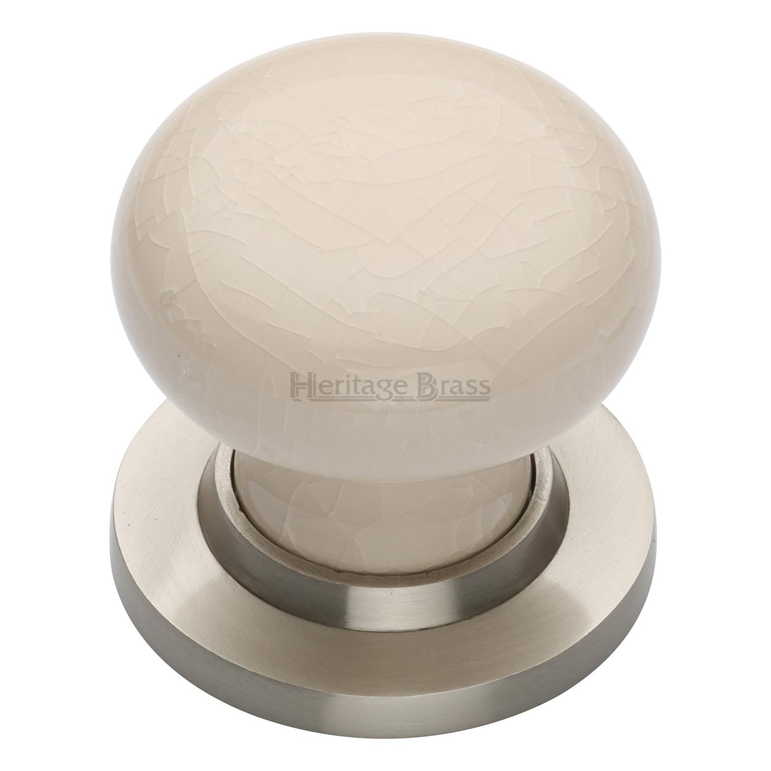 Cream Crackle Door Knob on Rose - 8010-SN