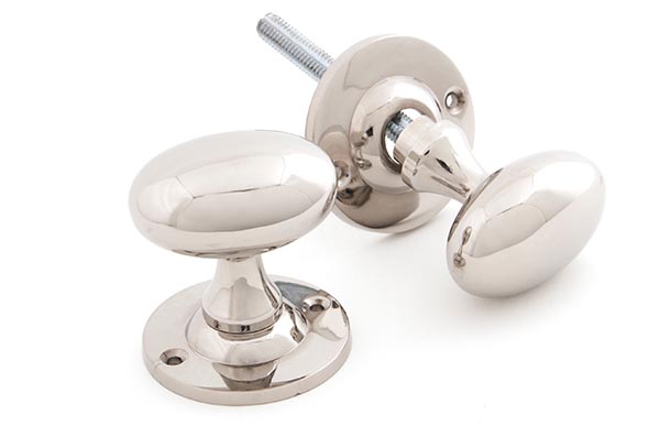 polished nickel oval mortice/rim knob set