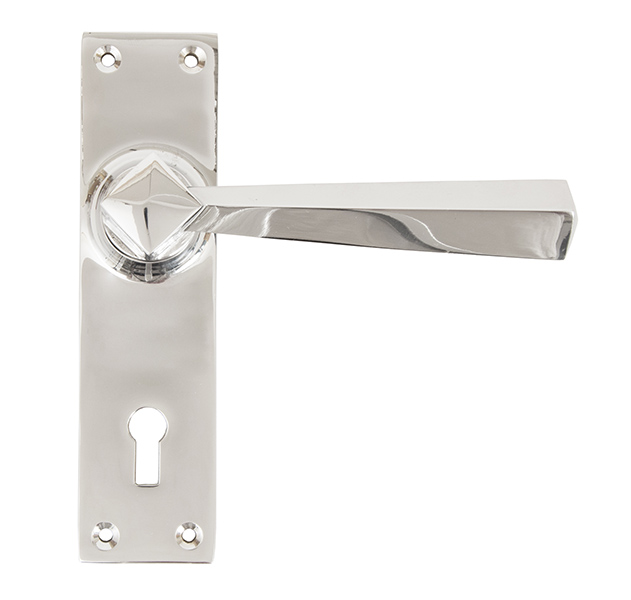 polished chrome straight lever lock set
