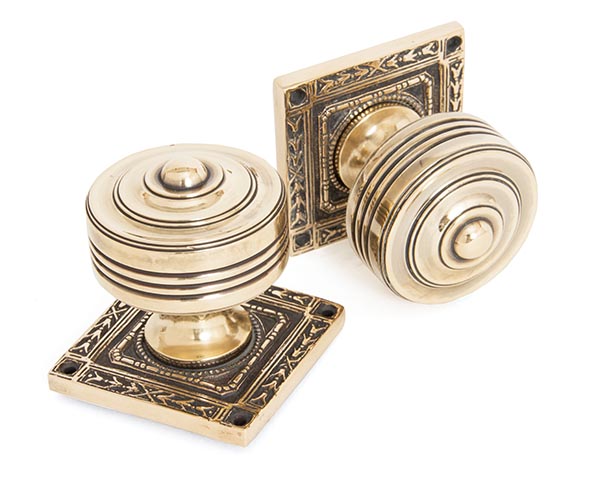 aged brass tewkesbury square mortice knob set