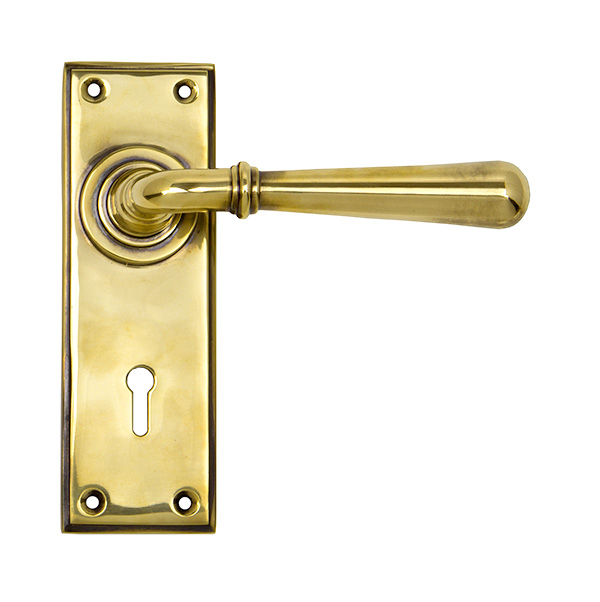 aged brass newbury lever lock set