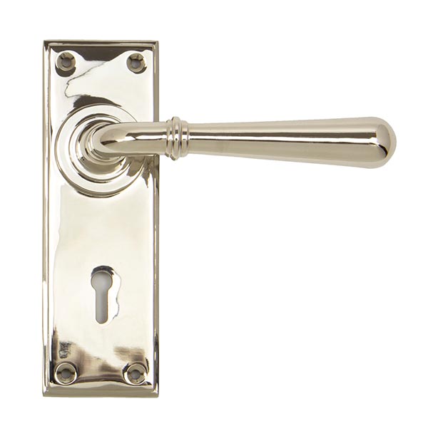 polished nickel newbury lever lock set