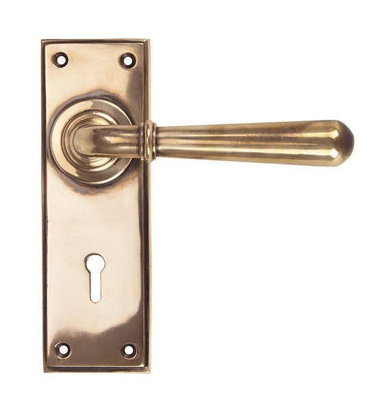 polished bronze newbury lever lock set