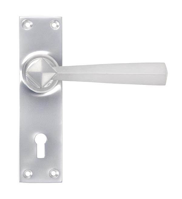 satin chrome straight lever lock set