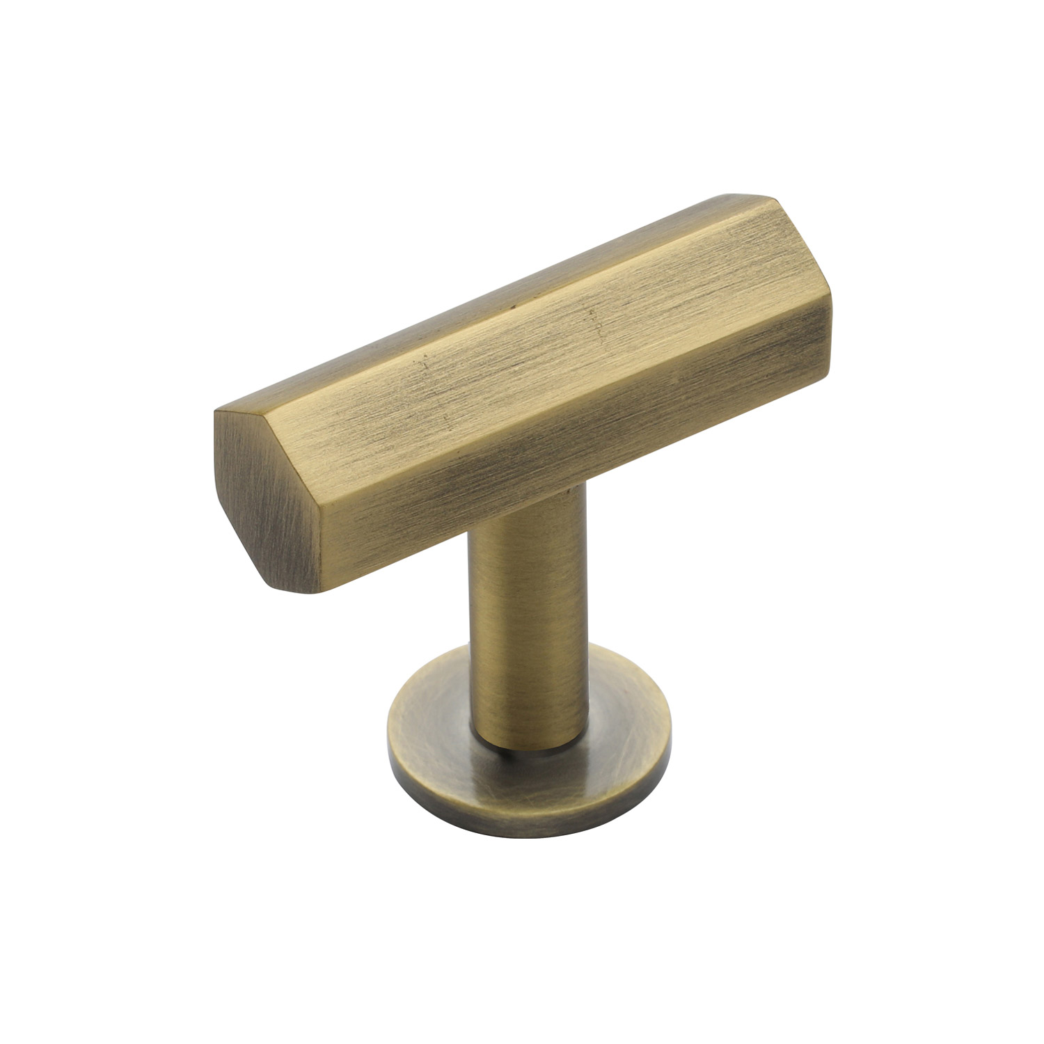 Hexagon T-Bar Cabinet Knob with Rose - C2239-AT