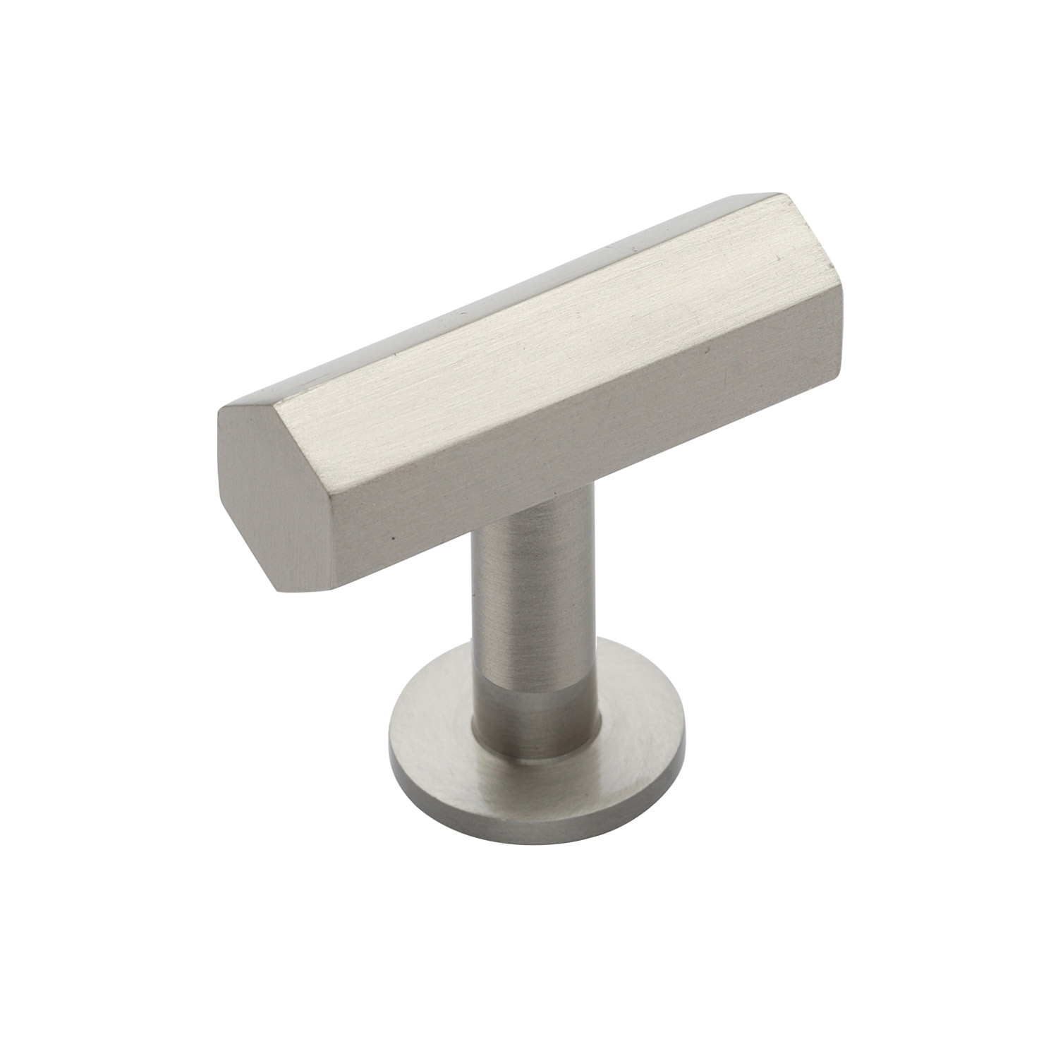 Hexagon T-Bar Cabinet Knob with Rose - C2239-SN