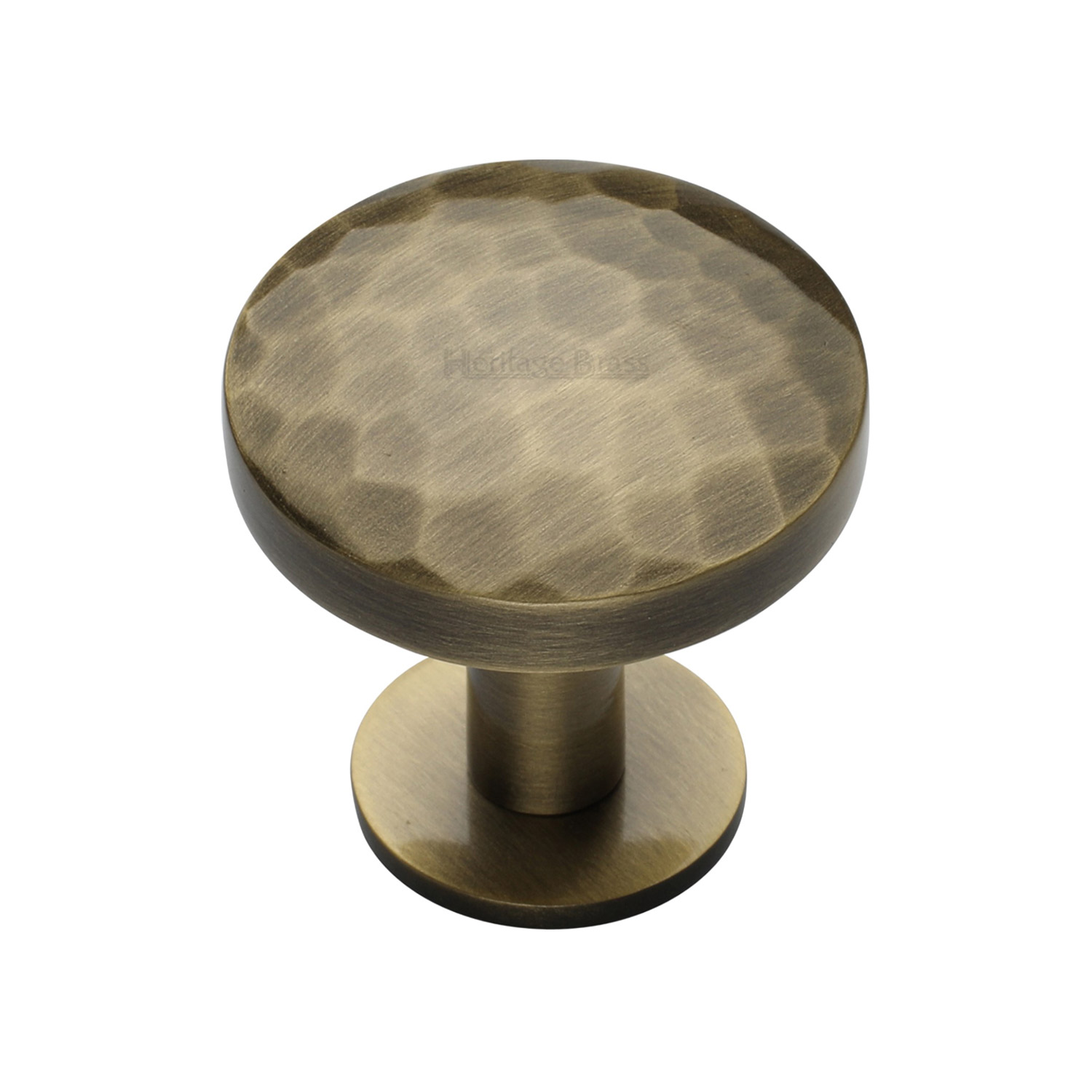 Round Hammered Cabinet Knob with Rose - C3876 32-AT