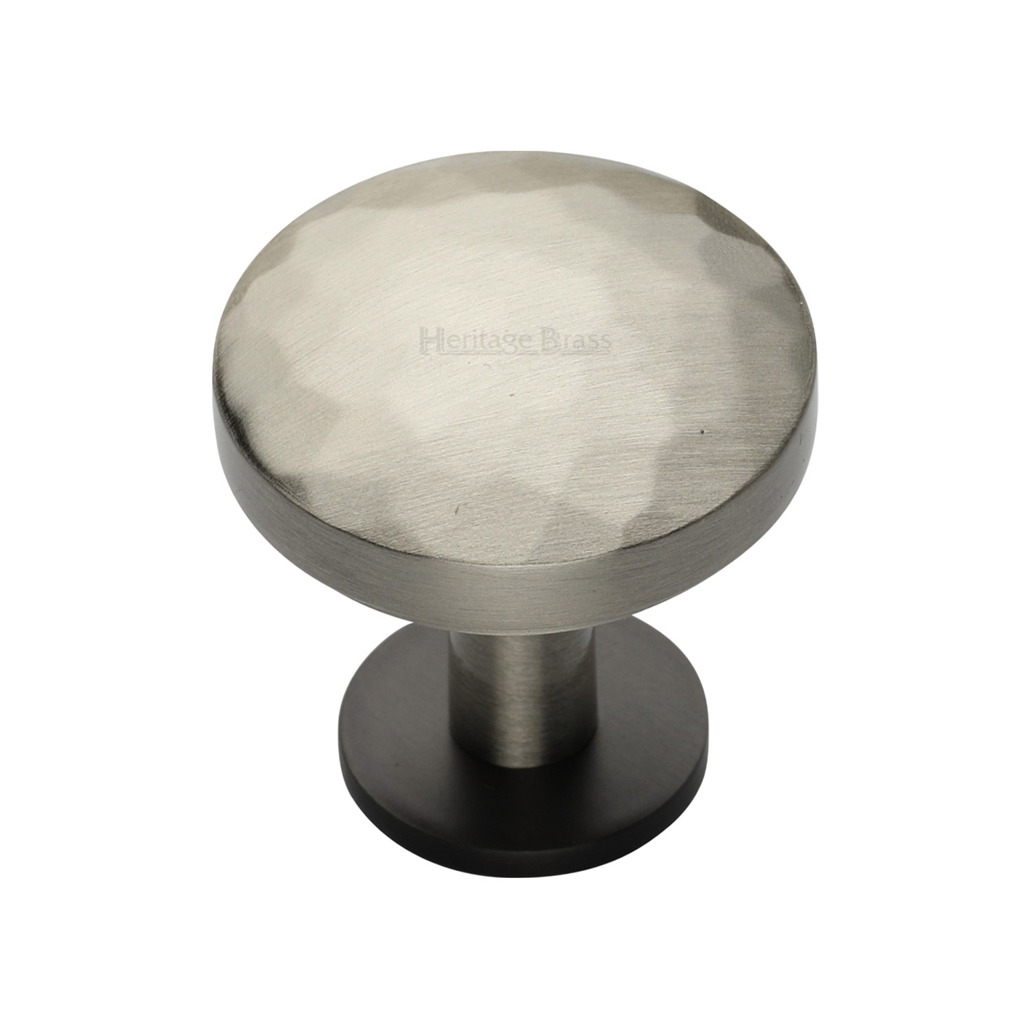 Round Hammered Cabinet Knob with Rose - C3876 32-BSN