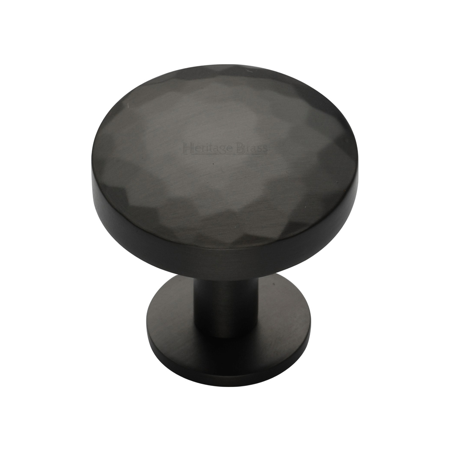 Round Hammered Cabinet Knob with Rose - C3876 32-MB