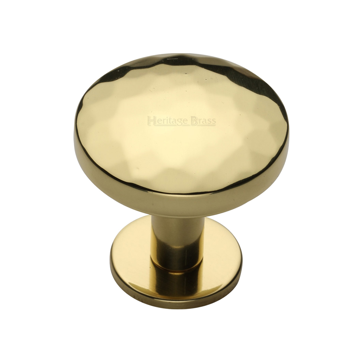 Round Hammered Cabinet Knob with Rose - C3876 32-PB