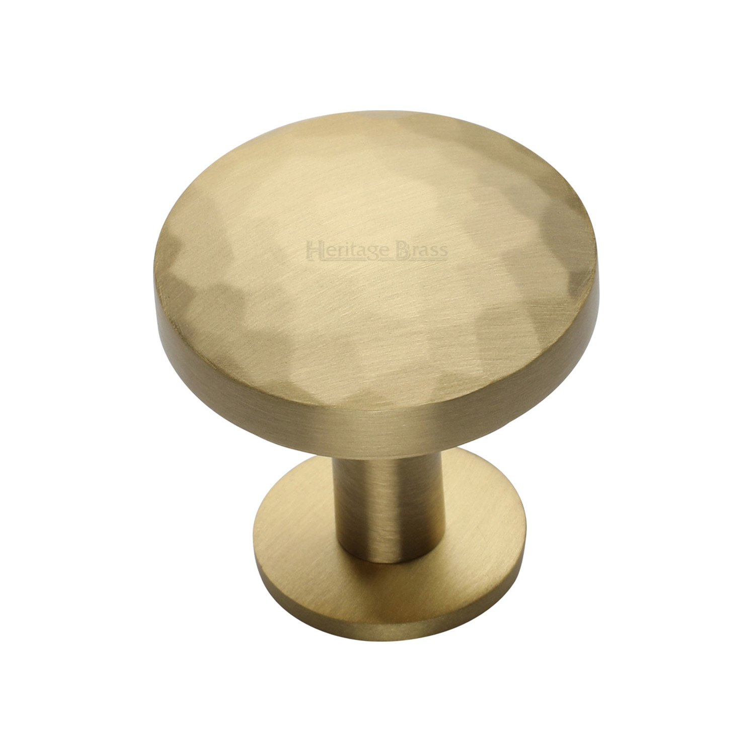 Round Hammered Cabinet Knob with Rose - C3876 32-SB
