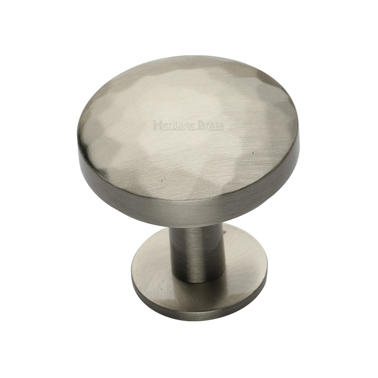 Round Hammered Cabinet Knob with Rose - C3876 32-SN