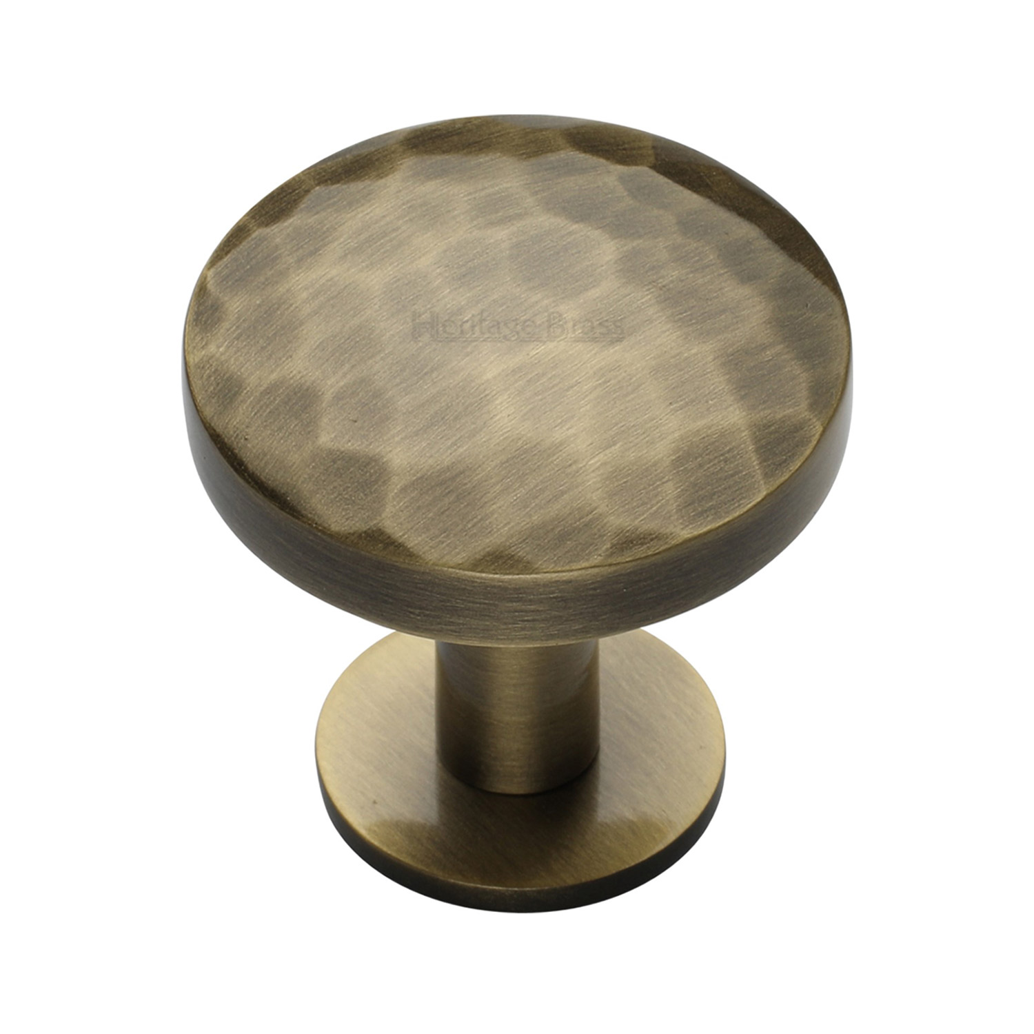 Round Hammered Cabinet Knob with Rose - C3876 38-AT