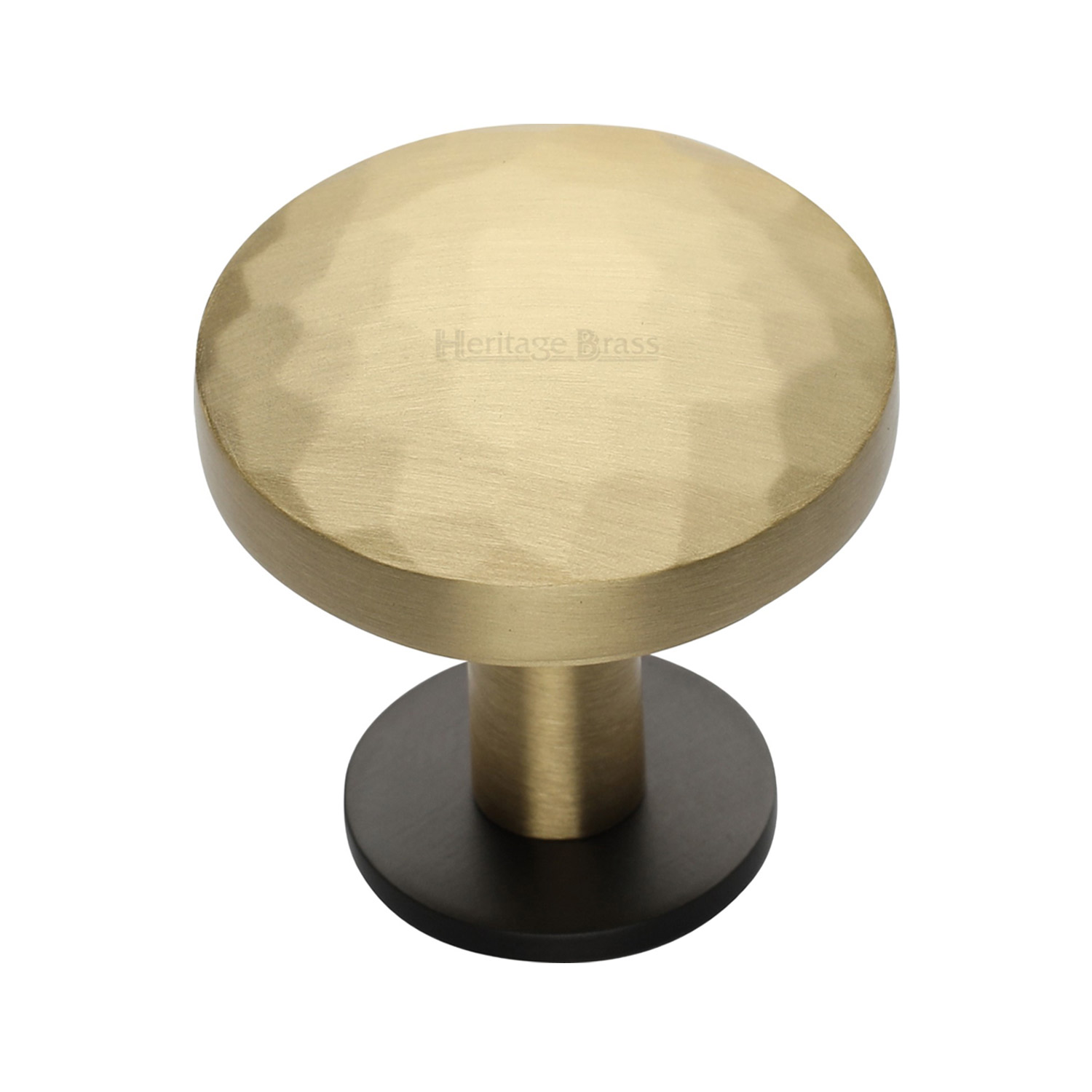 Round Hammered Cabinet Knob with Rose - C3876 38-BSB
