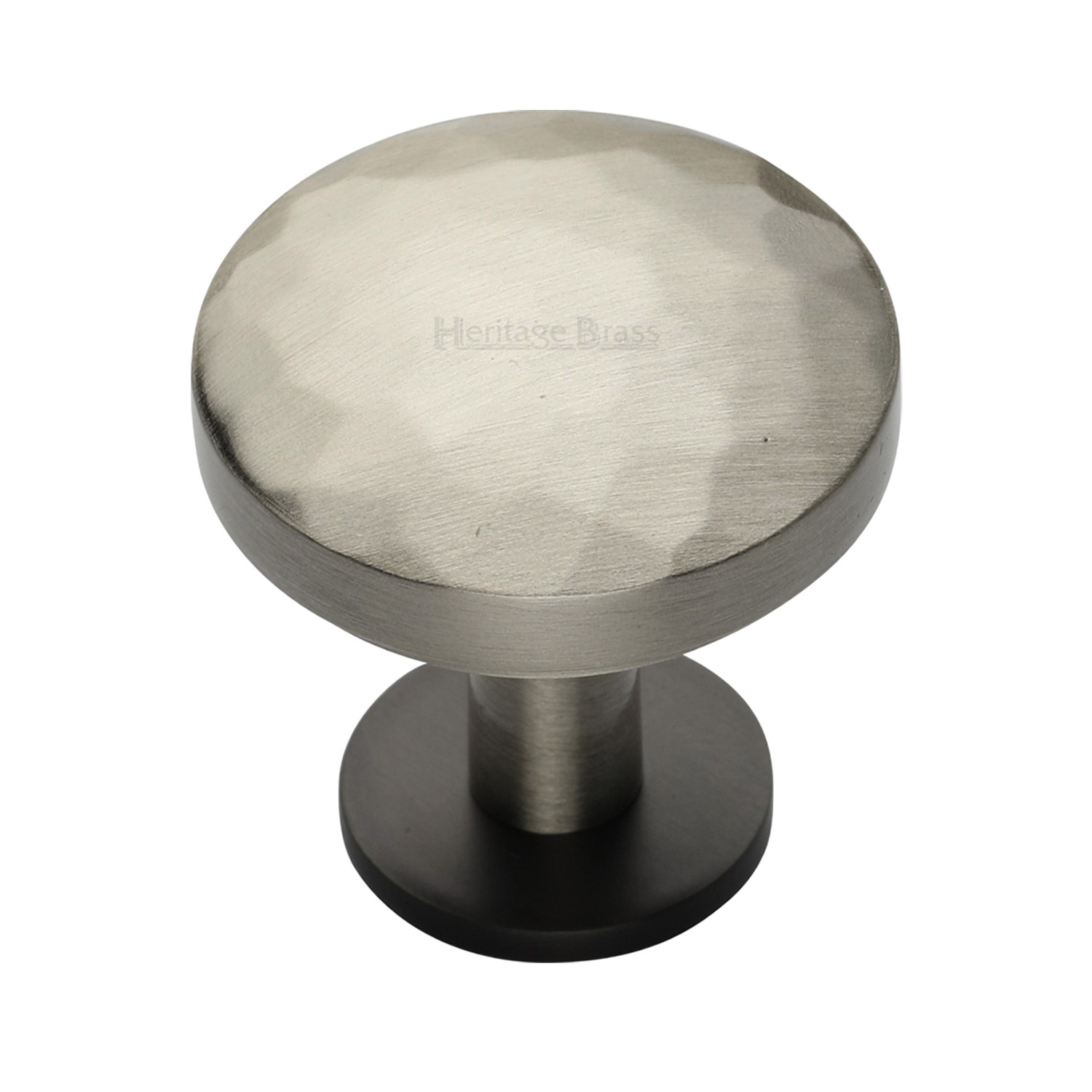 Round Hammered Cabinet Knob with Rose - C3876 38-BSN