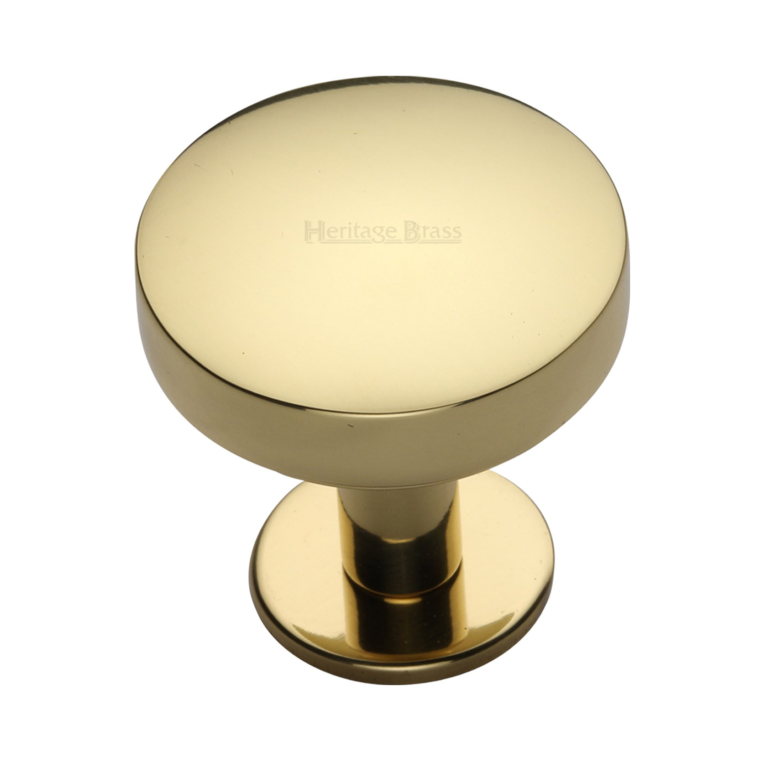 Domed Disc Cabinet Knob with Rose - C3878 38-PB