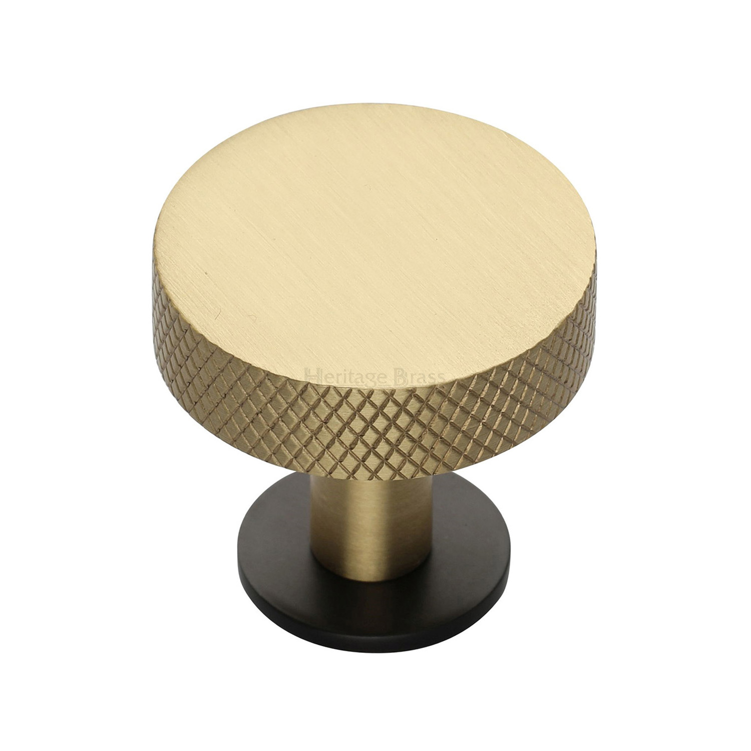 Knurled Disc Cabinet Knob with Rose - C3882 32-BSB