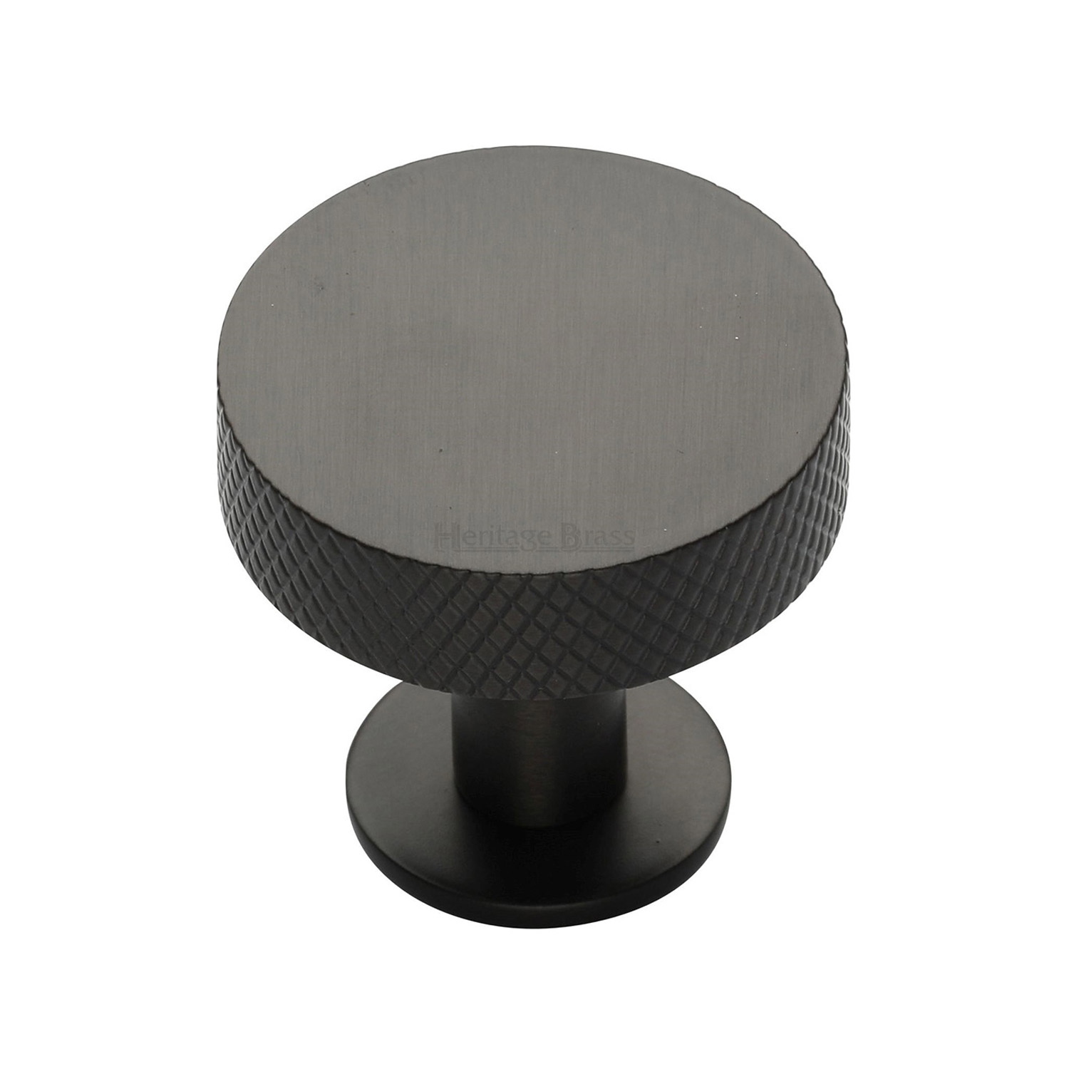 Knurled Disc Cabinet Knob with Rose - C3882 32-MB