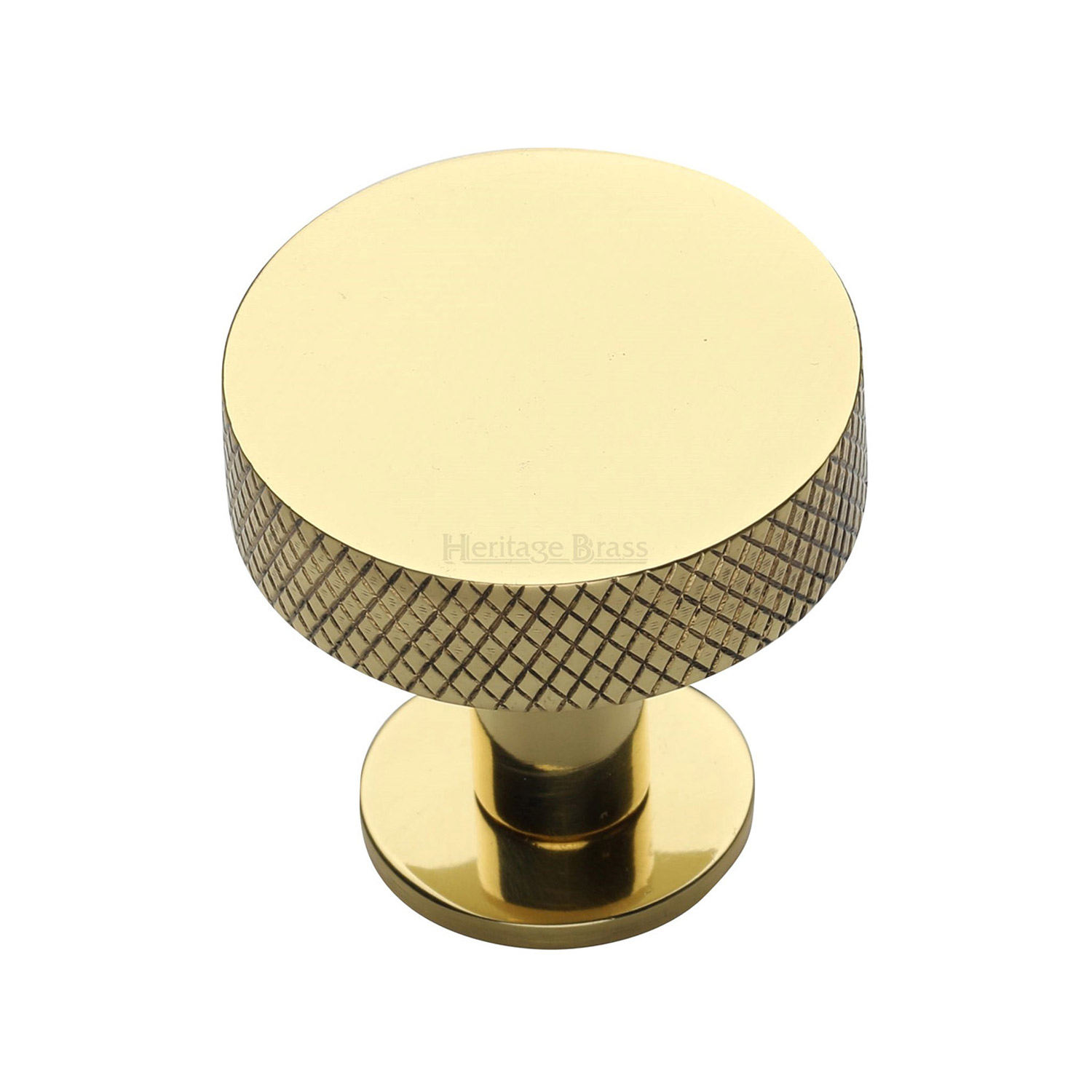 Knurled Disc Cabinet Knob with Rose - C3882 32-PB