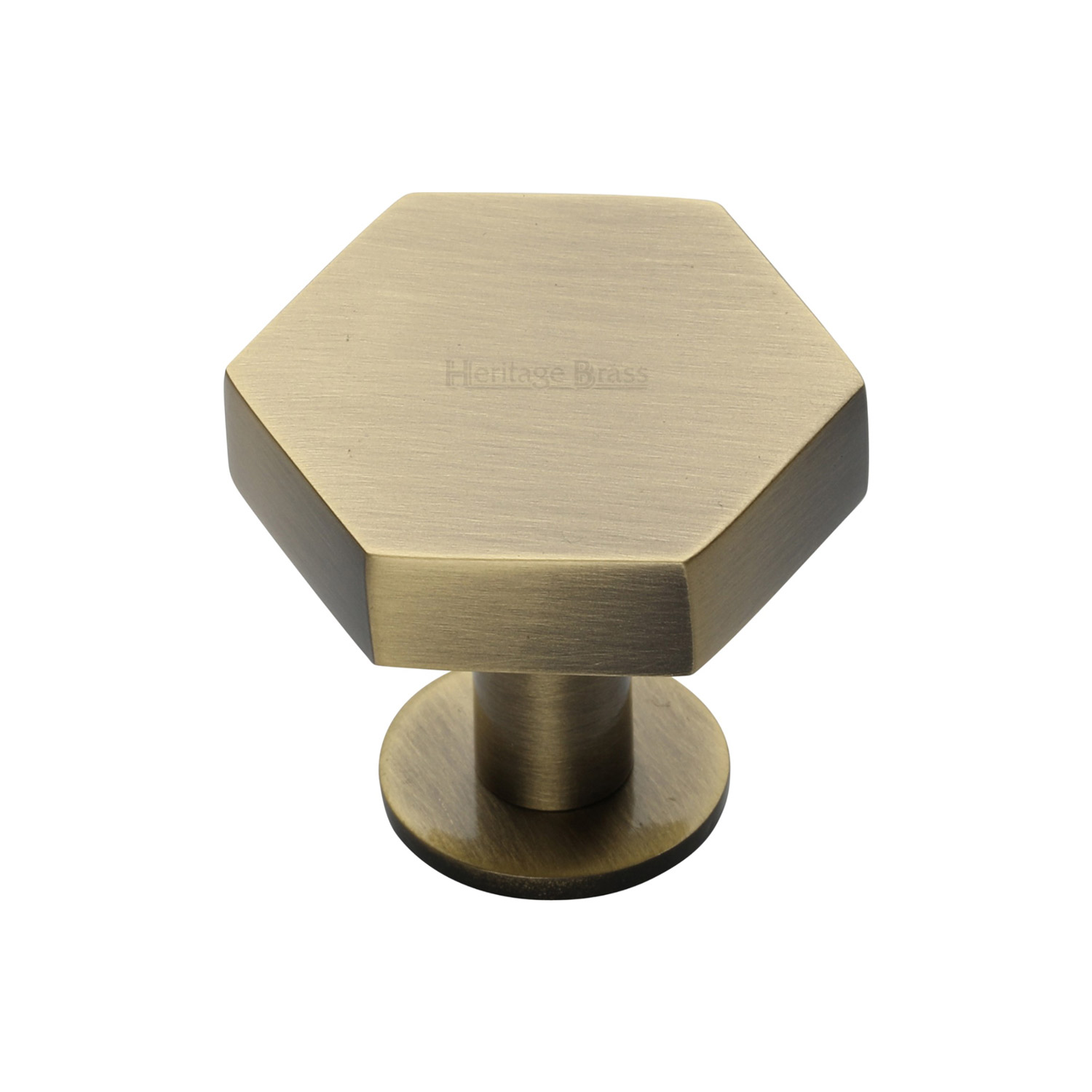 Hexagon Cabinet Knob with Rose - C4345 32-AT