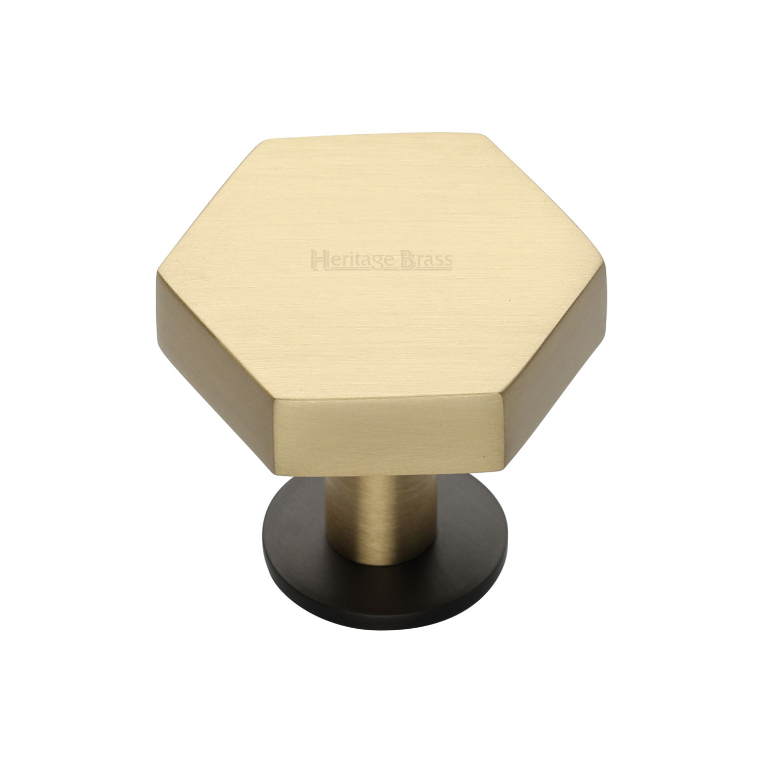 Hexagon Cabinet Knob with Rose - C4345 32-BSB