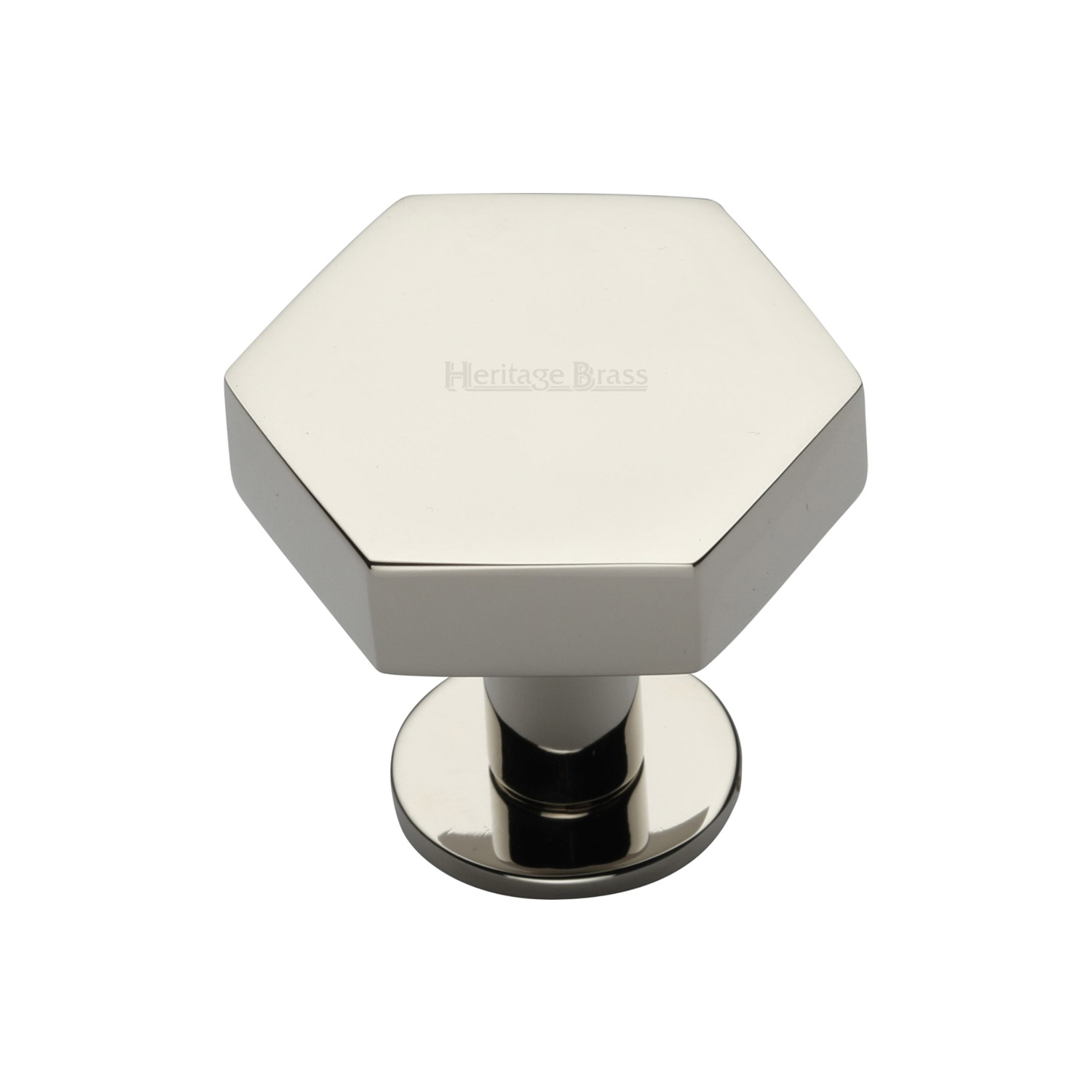 Hexagon Cabinet Knob with Rose - C4345 32-PNF