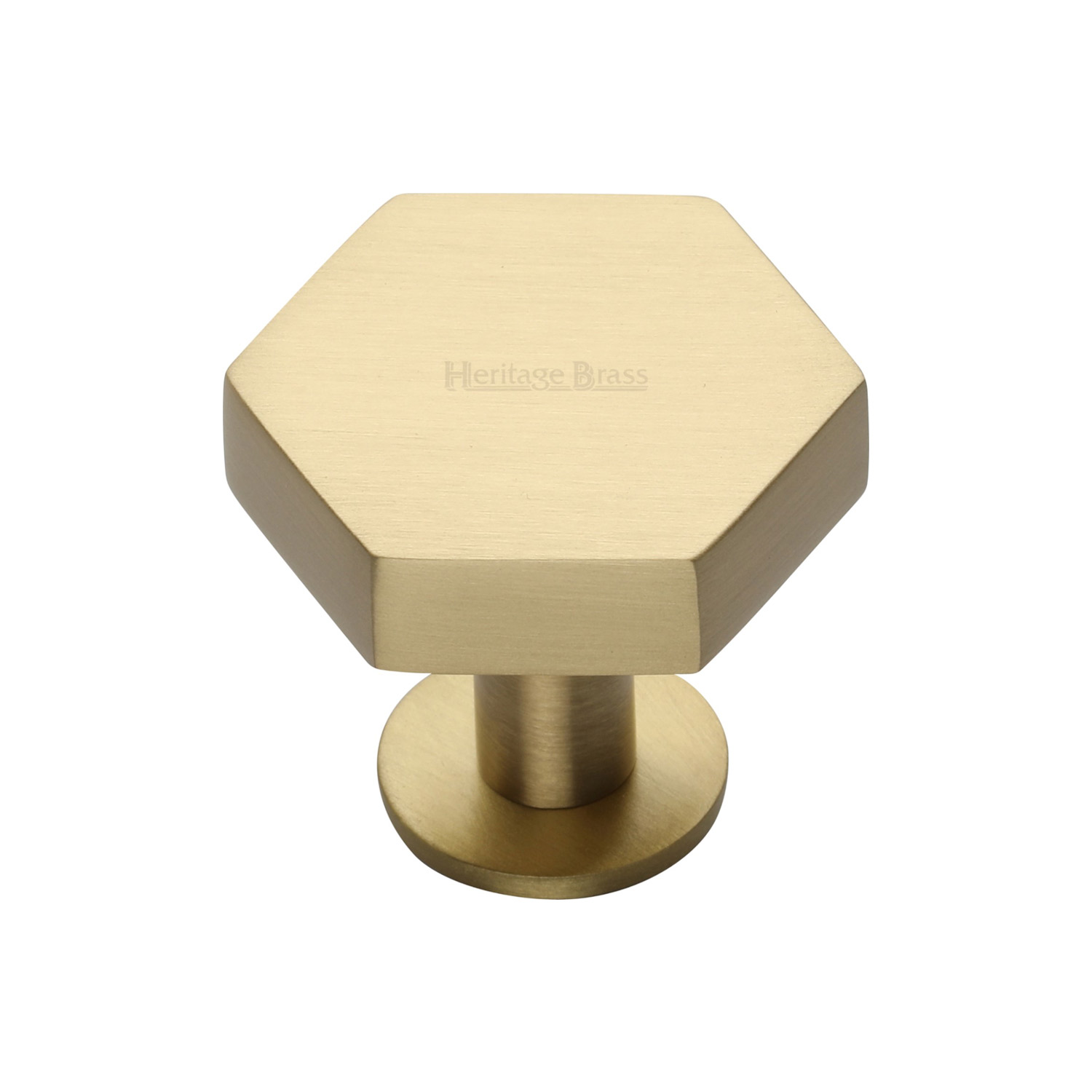 Hexagon Cabinet Knob with Rose - C4345 32-SB