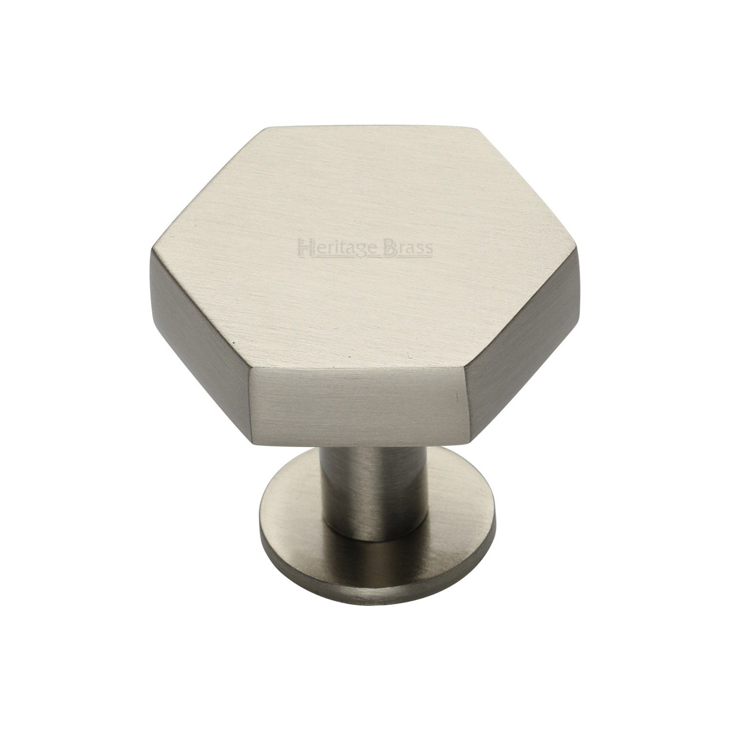 Hexagon Cabinet Knob with Rose - C4345 32-SN