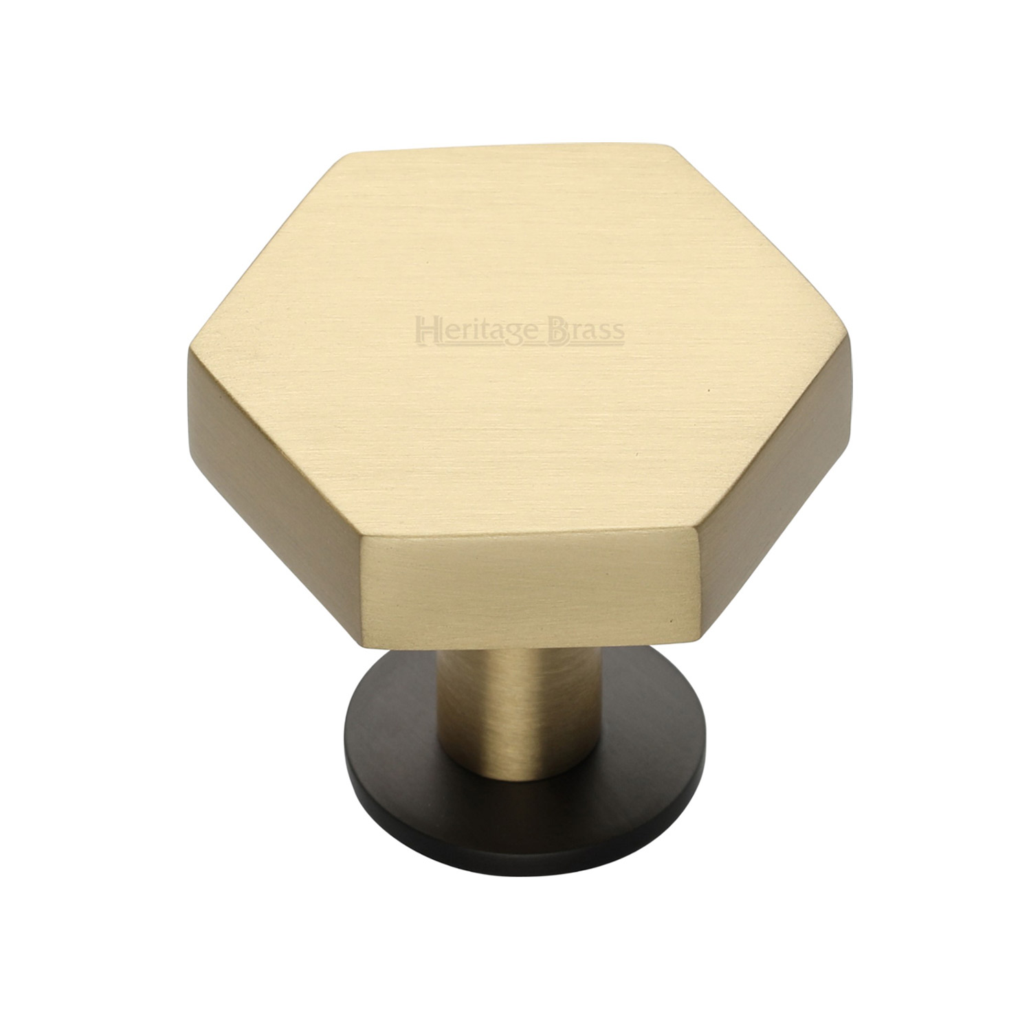 Hexagon Cabinet Knob with Rose - C4345 38-BSB