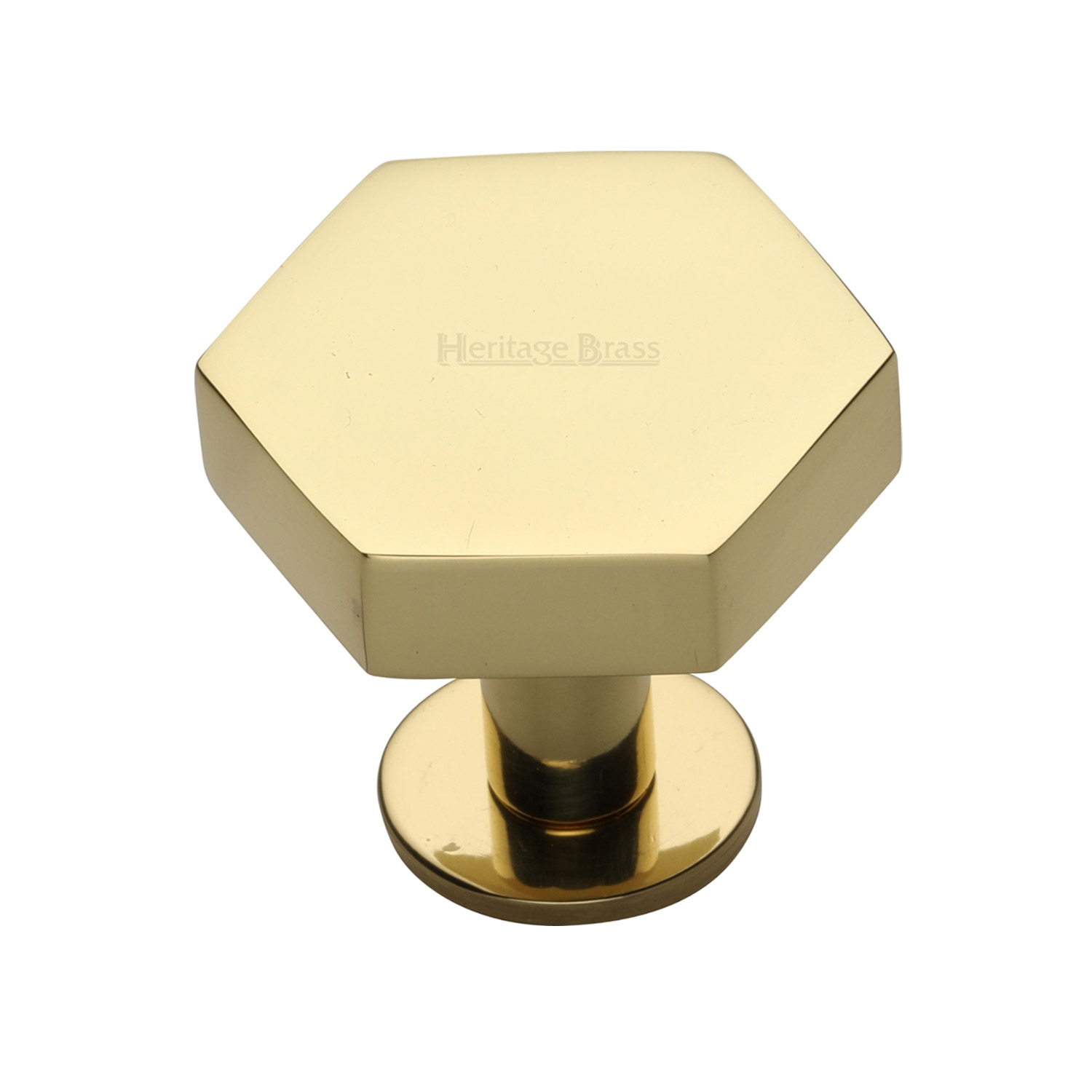Hexagon Cabinet Knob with Rose - C4345 38-PB