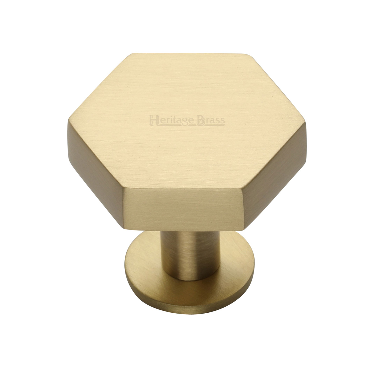 Hexagon Cabinet Knob with Rose - C4345 38-SB