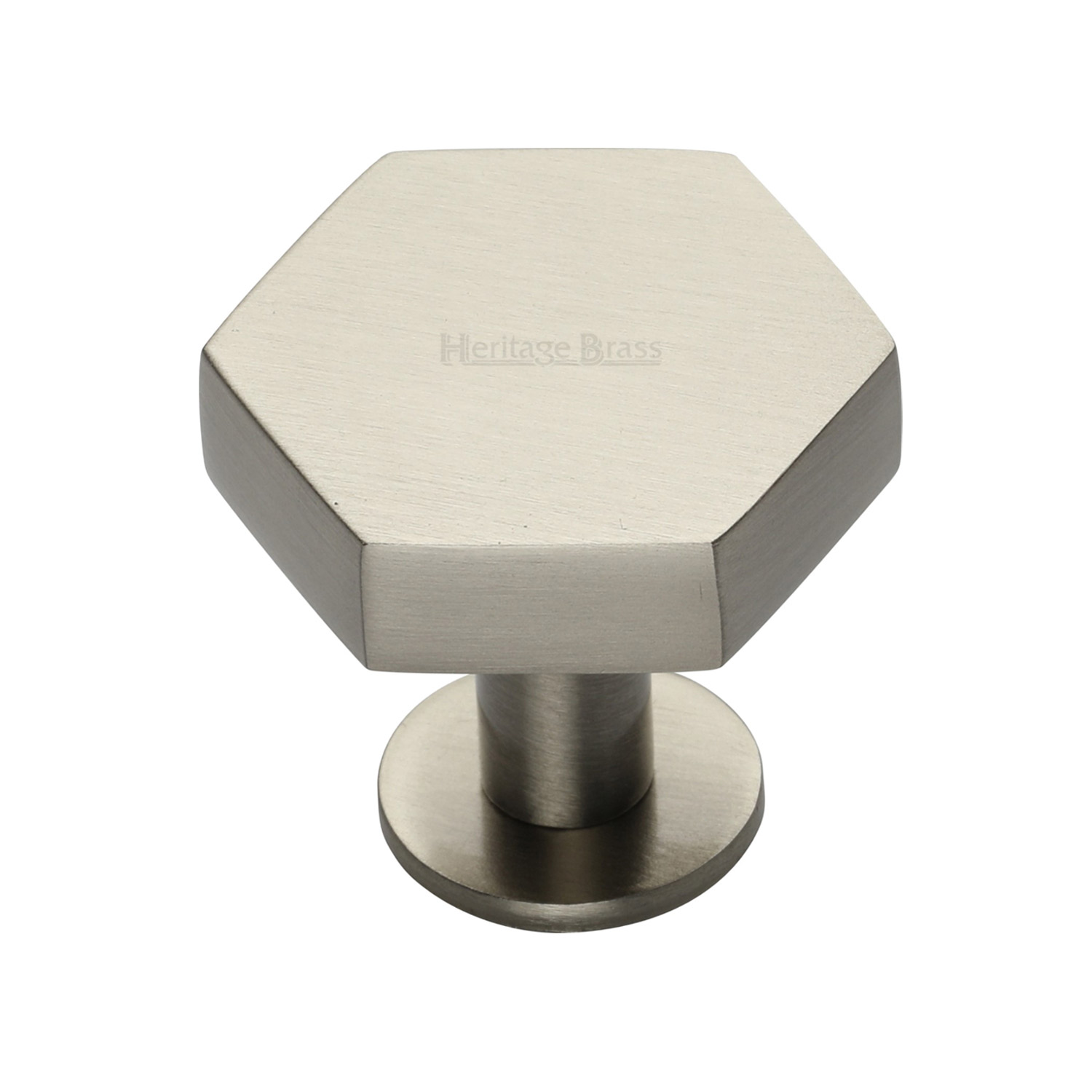 Hexagon Cabinet Knob with Rose - C4345 38-SN