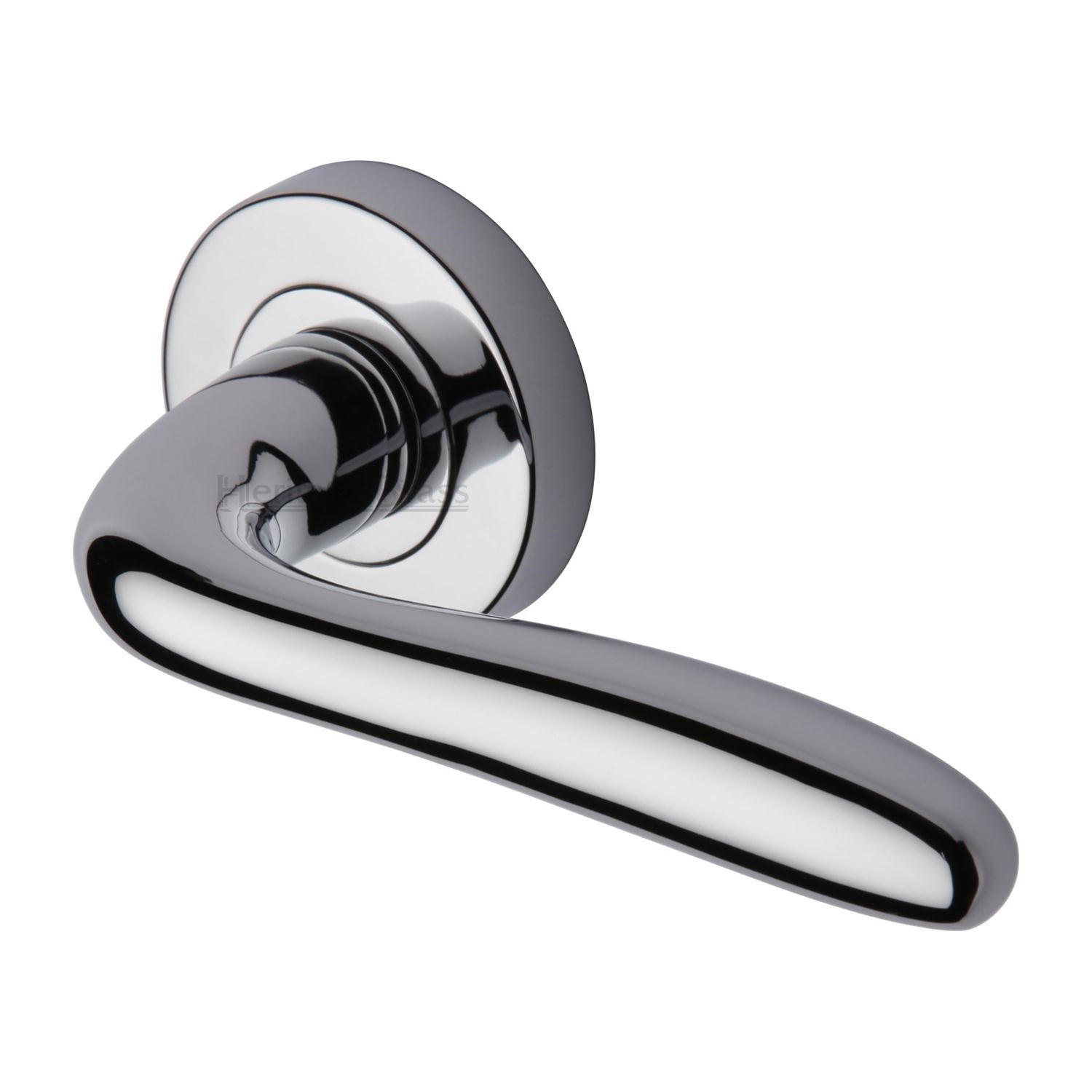 Columbus Door Handle on Round Rose - COL1762-PC
