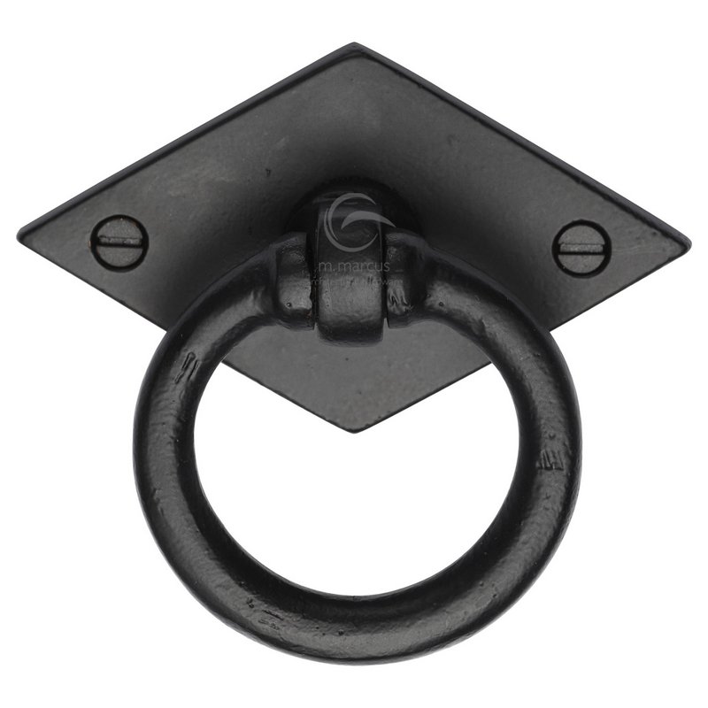 Matt Black Iron Diamond Cabinet Ring Drop Pull - FB6301