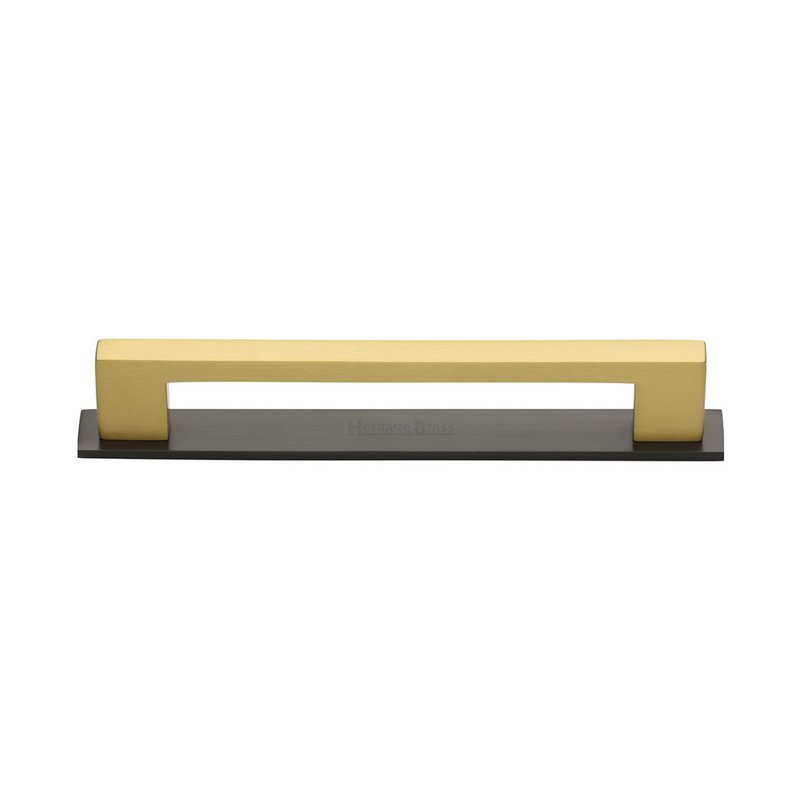Metro Cabinet Pull Handle with Plate - PL0337 128-BSB