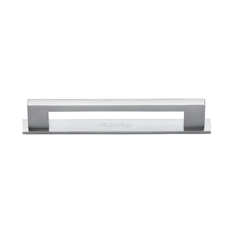 Metro Cabinet Pull Handle with Plate - PL0337 128-SC