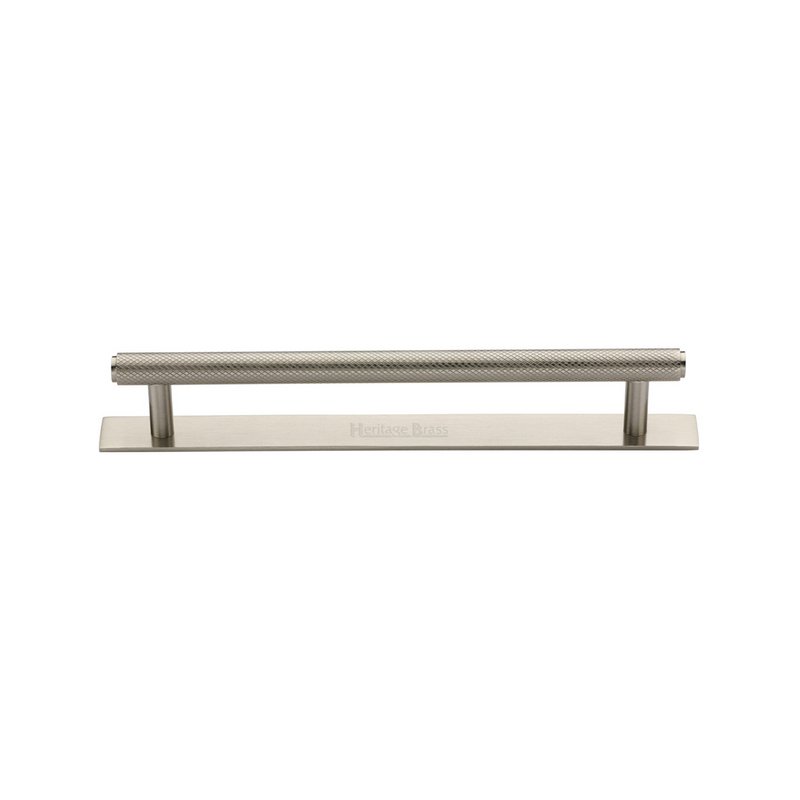 Knurled Cabinet Pull Handle with Plate - PL4458 128-SN
